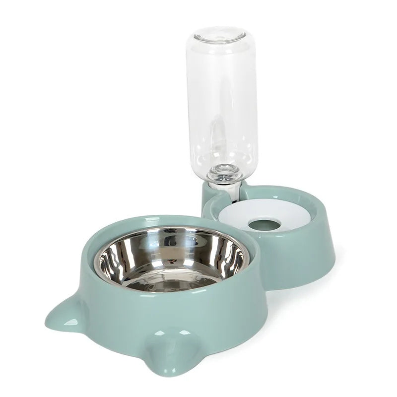Cat Automatic Water Bowl And A Food Bowl