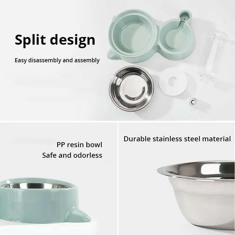 Cat Automatic Water Bowl And A Food Bowl